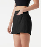 Short casual taille haute toucher lin 7,5 cm avec poches