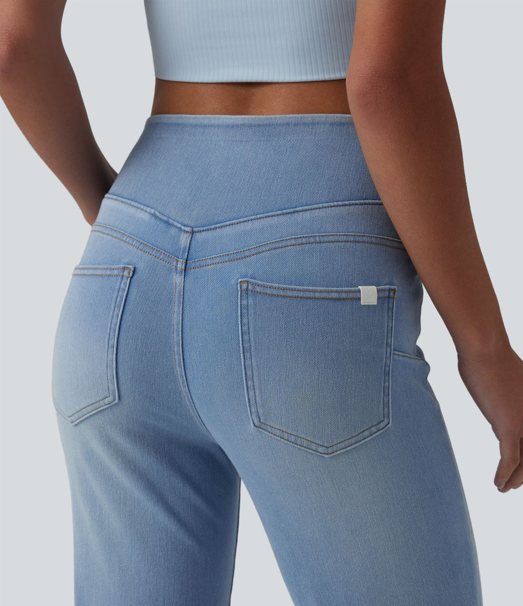 Jean Halara Flex™ taille haute évasé slim décontracté avec poches