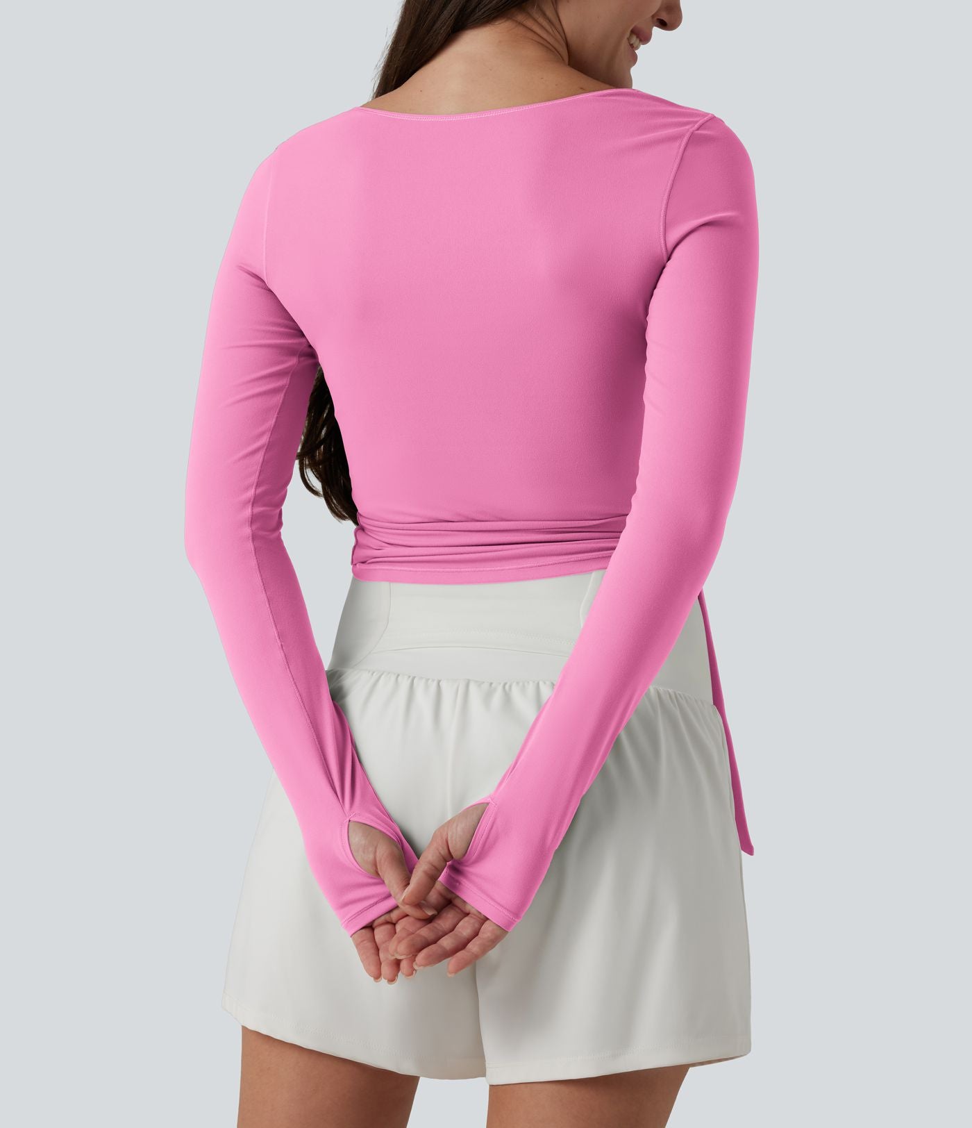 Haut casual SoftlyZero™ cache-cœur à manches longues avec passe-pouces, protection solaire UPF 50+