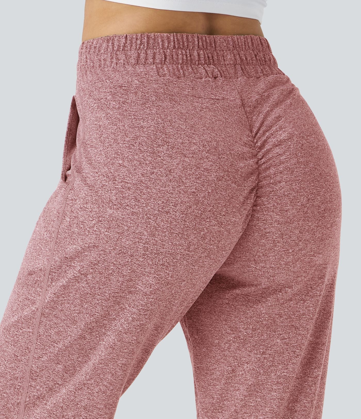 Jogging Yoga Froncé Taille Haute Cordon de Serrage Poche Latérale