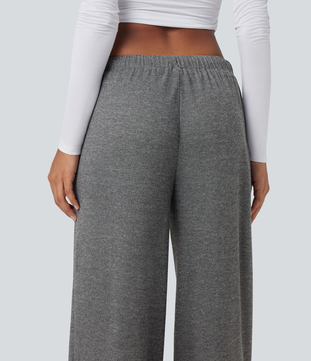 Pantalon baggy côtelé taille basse avec cordon de serrage et poches