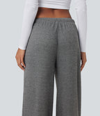 Pantalon baggy côtelé taille basse avec cordon de serrage et poches