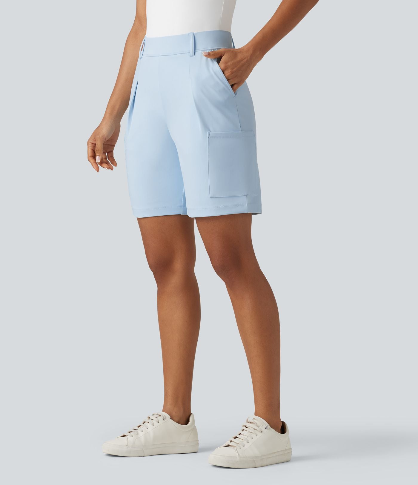 Short tailleur cargo ample à taille haute plissé DayStretch avec poches