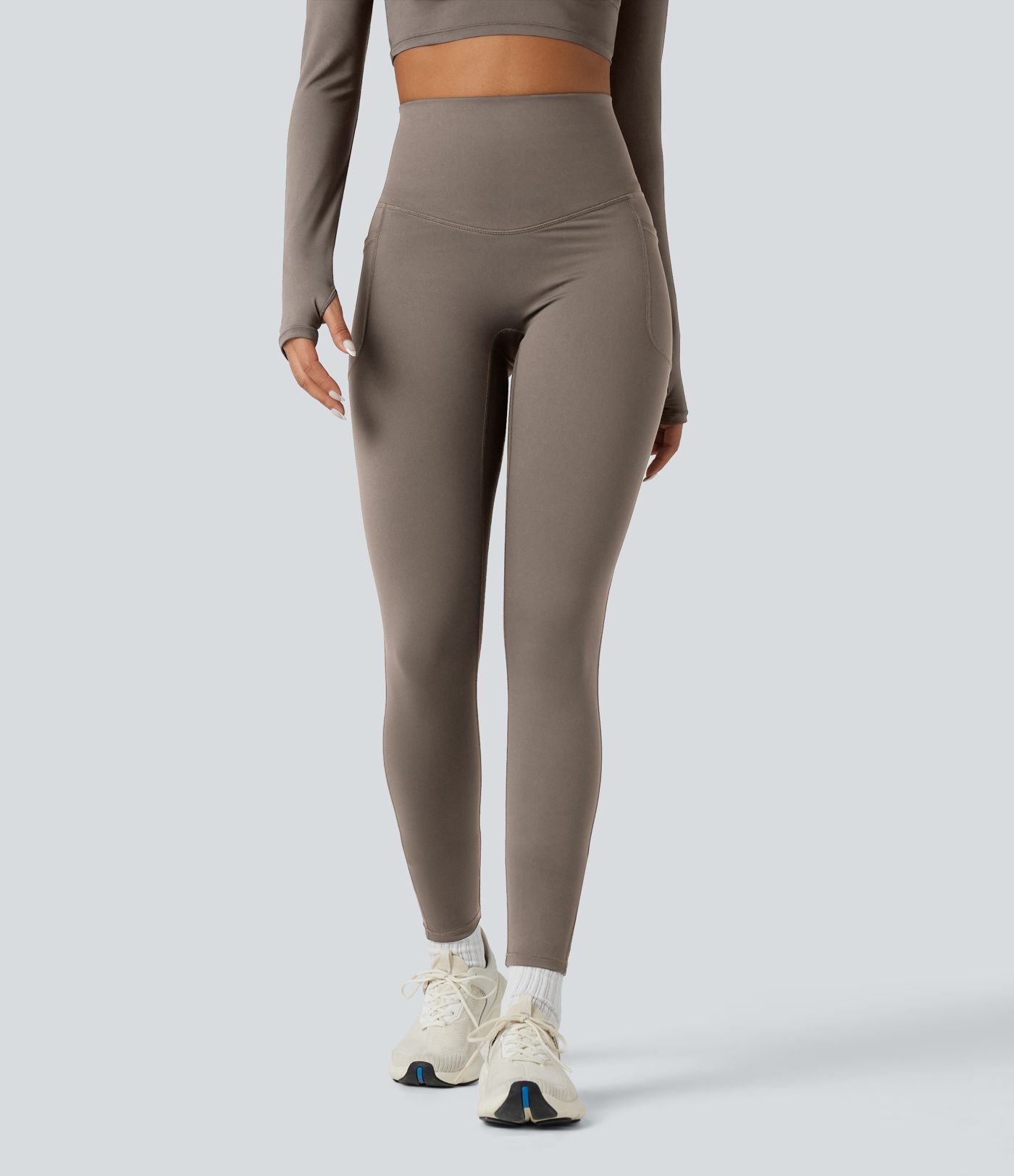 Legging running polaire thermique gainant croisé dos taille haute Halara UltraSculpt™ Heat avec poches