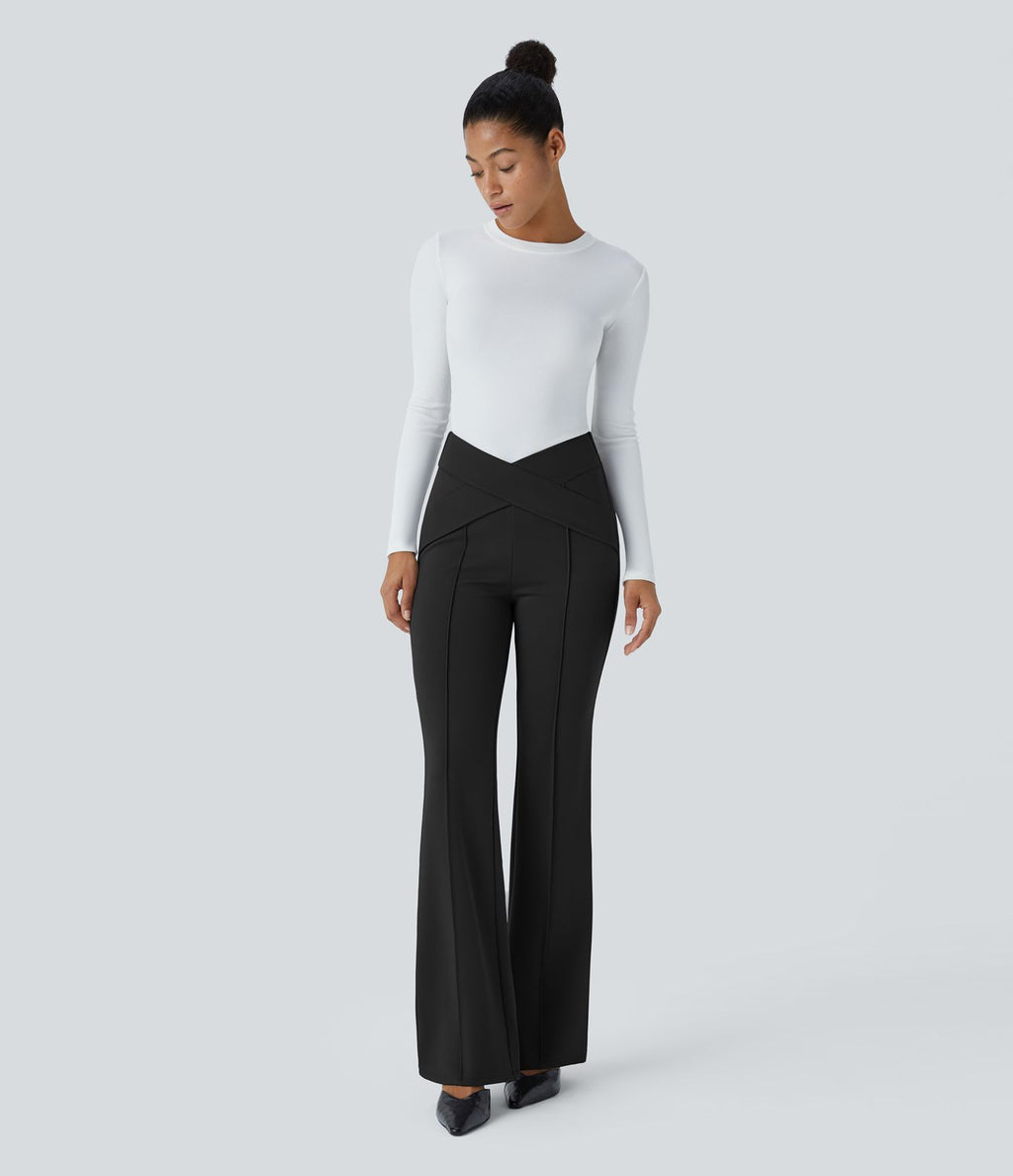 Pantalon croisé taille haute