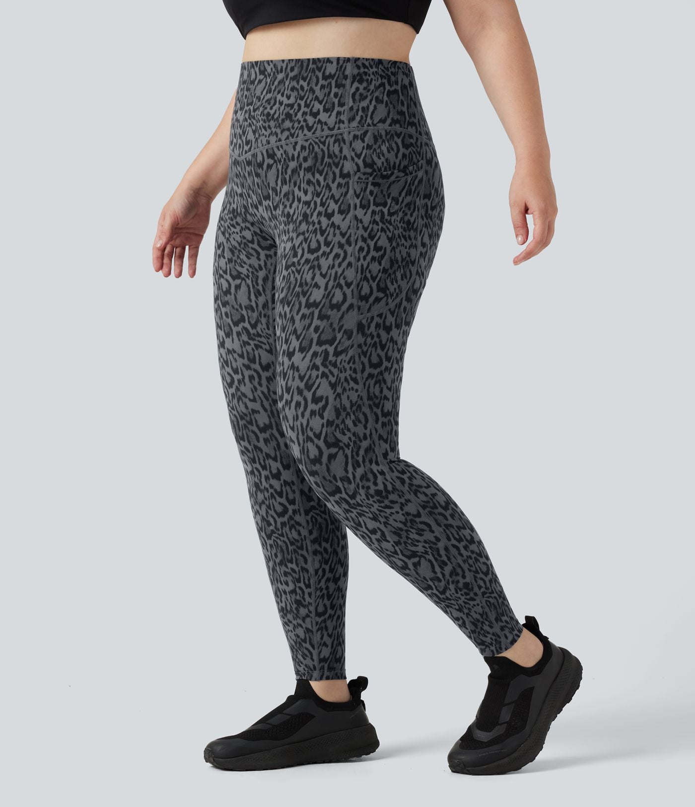 Legging de yoga grande taille Halara UltraSculpt™ taille haute gainant imprimé léopard avec poches