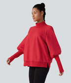 Sweat molleton col montant manches longues bishop