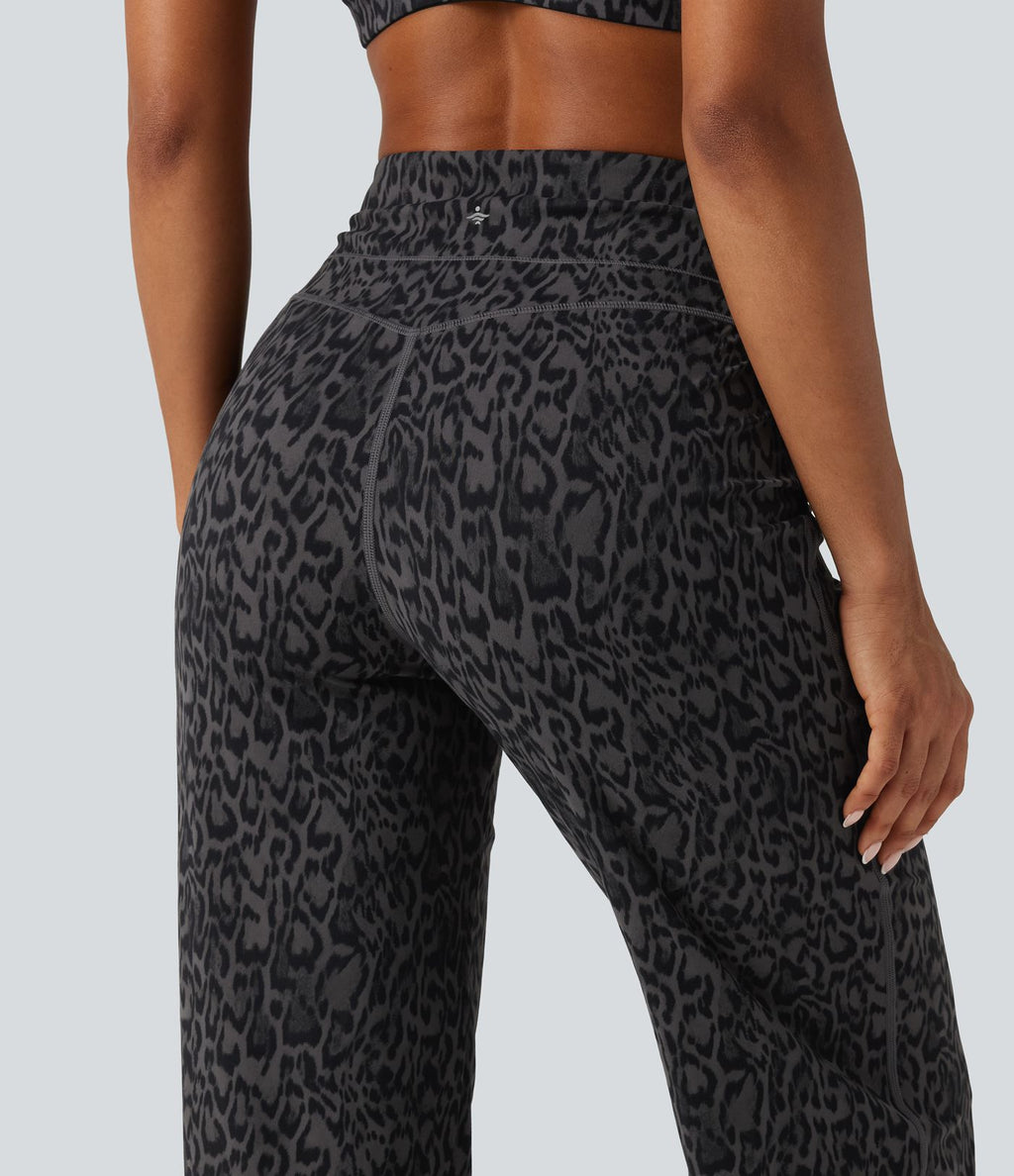 Jogging de yoga Halara UltraSculpt™ taille haute gainant imprimé léopard avec poches