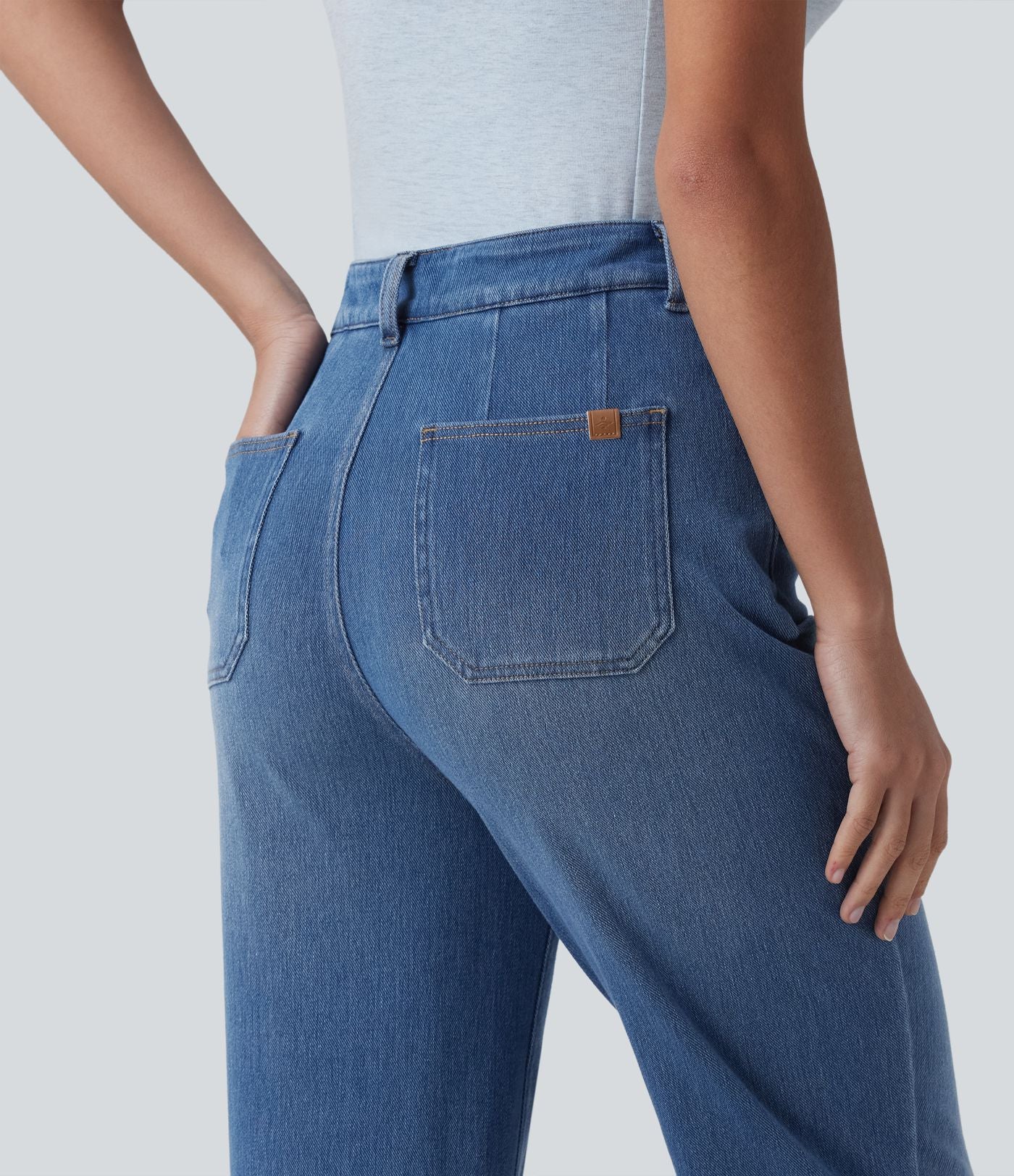 Jean Halara Flex™ taille haute gainant coupe droite décontracté avec poches
