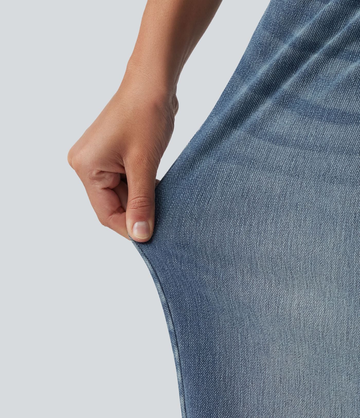 Jean Halara Flex™ mi-taille large ample délavé décontracté avec poches