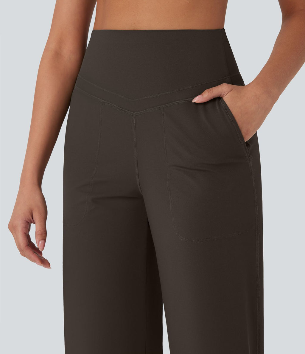 Pantalon de yoga droit gainant taille haute avec poches Halara UltraSculpt™