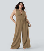 Combinaison grande taille col V sans manches avec poches - Édition Easy Peasy