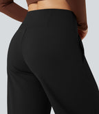 Pantalon de yoga large gainant taille haute avec poches