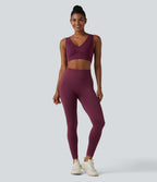 Brassière de sport SoftlyZero™ Airy effet frais InstantCool col V maintien léger avec mesh contrasté et brassière intégrée