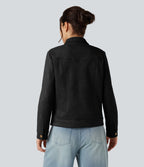 Veste décontractée effet daim à col et manches longues avec poches