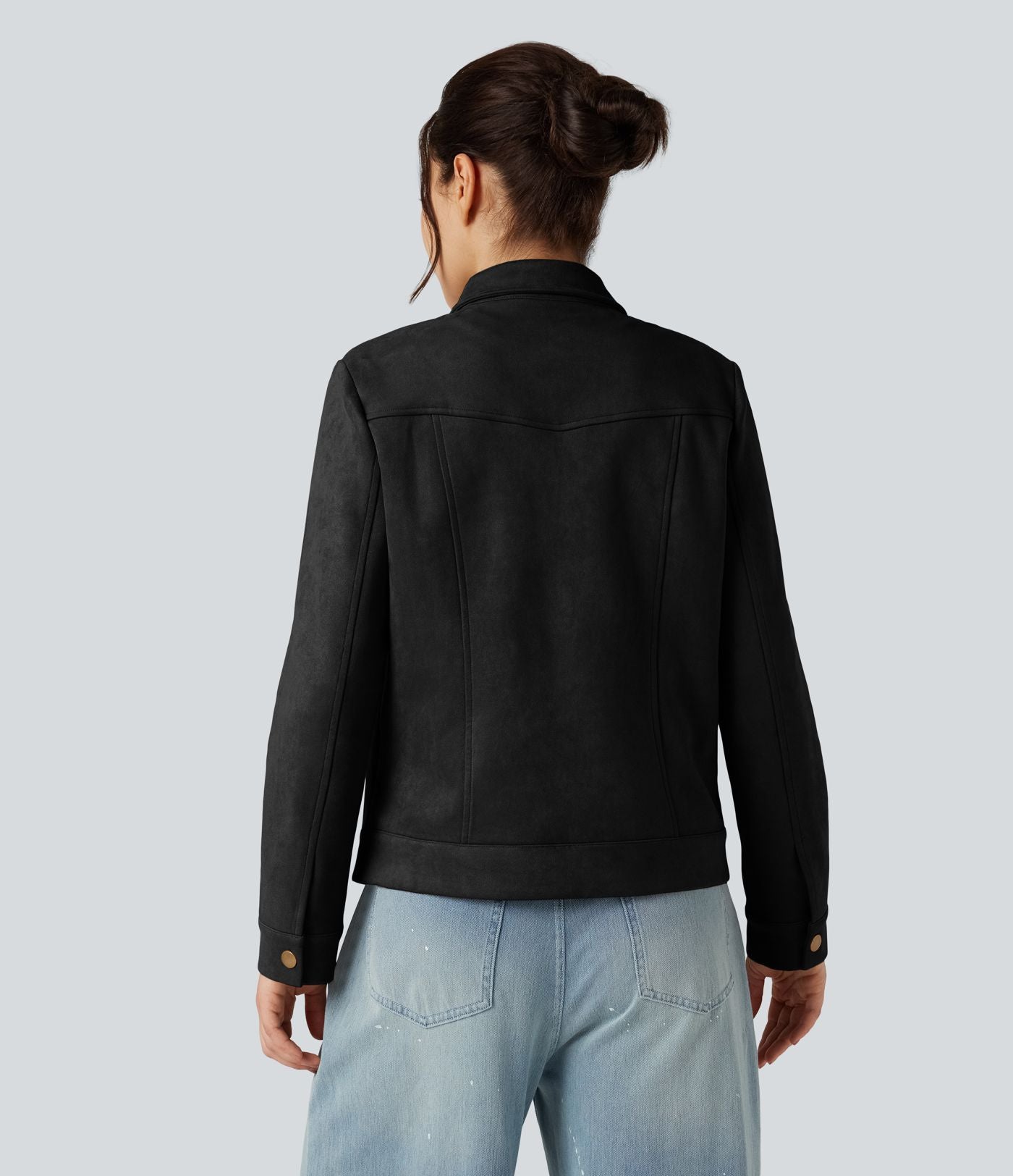 Veste décontractée effet daim à col et manches longues avec poches
