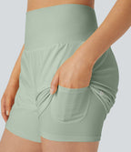 Short yoga 2-en-1 SoftlyZero™ Airy effet frais InstantCool taille très haute 12,5 cm avec poches, longueur allongée