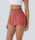Breezeful™ Short yoga taille haute avec poche arrière ourlet croisé séchage rapide