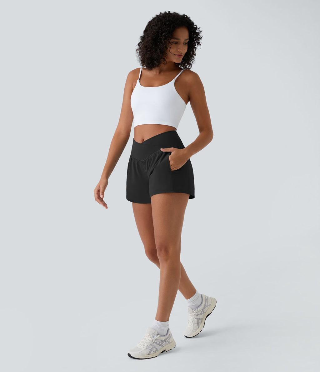 Breezeful™ Shorts 10cm Yoga Séchage Rapide 2 en 1 Taille Haute Poches Latérales Croisées