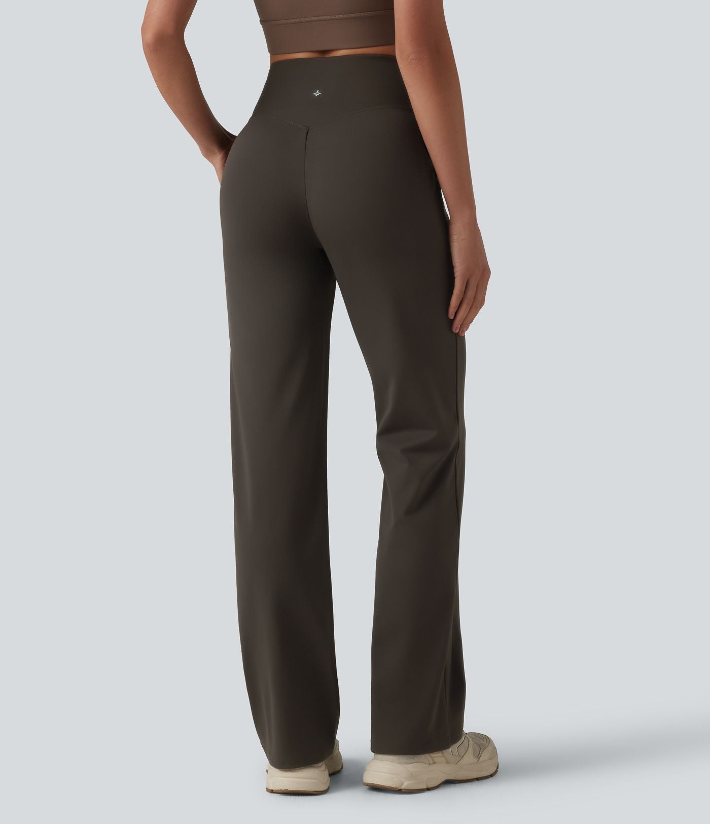 Pantalon bootcut de yoga taille haute croisée avec poches