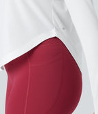 Top de sport yoga asymétrique une épaule manches longues avec trou pour le pouce, ourlet arrondi asymétrique et séchage rapide