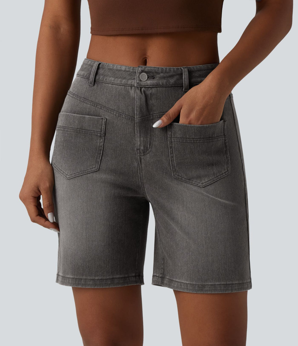Short denim décontracté Halara Flex™ taille mi-haute 17,5 cm avec poches