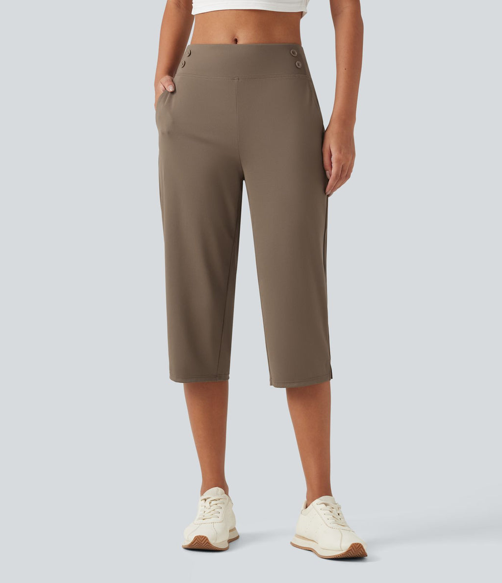 Pantalon de golf capri taille mi-haute avec poches, séchage rapide, protection solaire UPF 40+