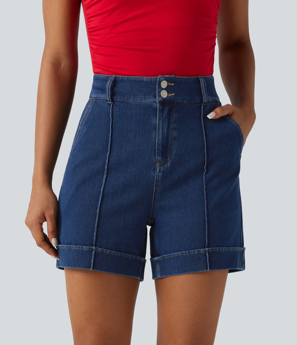 Short en jean casual taille haute Halara Flex™ 12,5 cm avec poches
