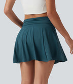 Jupe de tennis mini 2-en-1 gainante froncée taille haute en SoftlyZero™ à séchage rapide avec poches