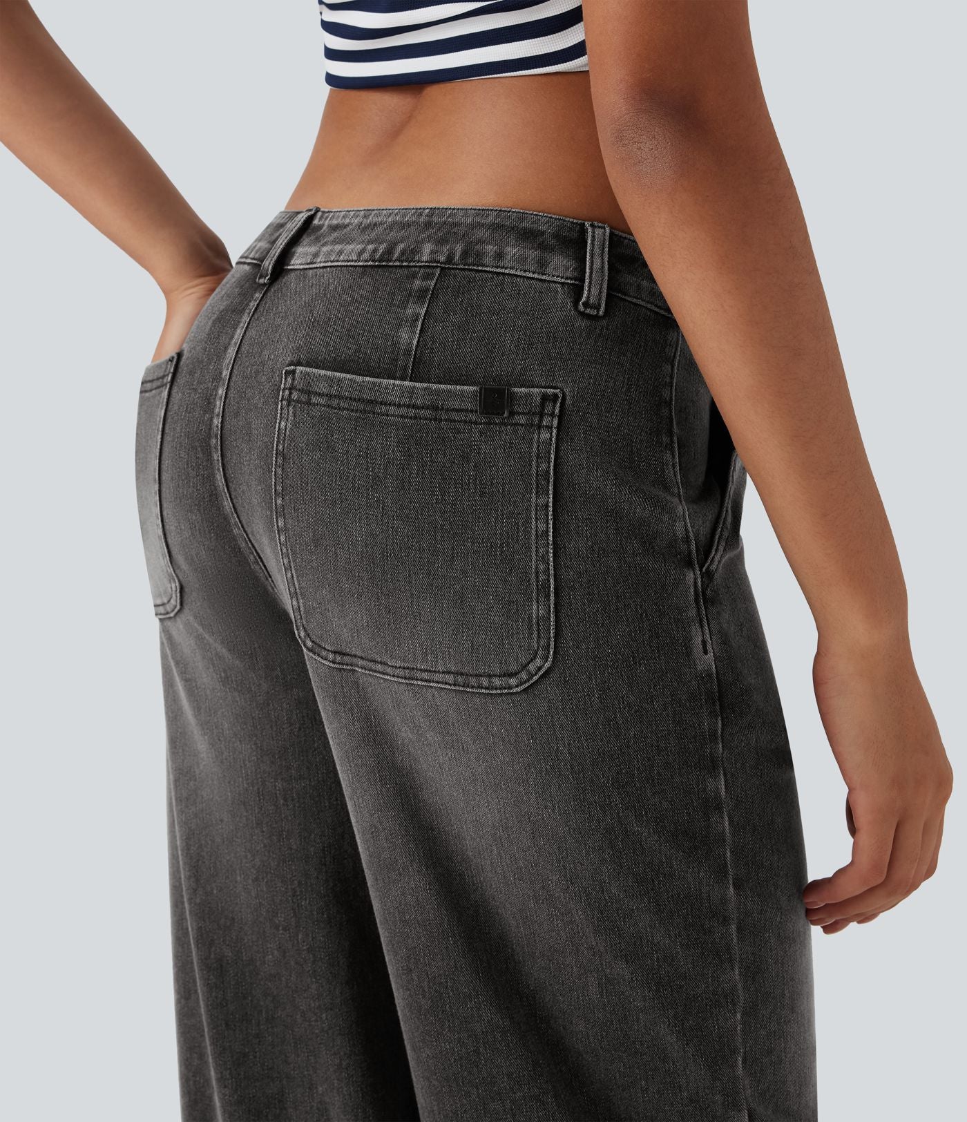 Jean parachute casual Halara Flex™ tricot extensible taille basse cordon ajustable avec multiples poches