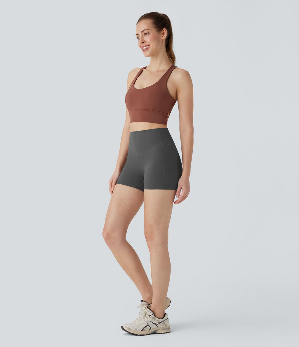 Short cycliste 7,5 cm d'entraînement gainant taille haute avec poches Halara UltraSculpt™