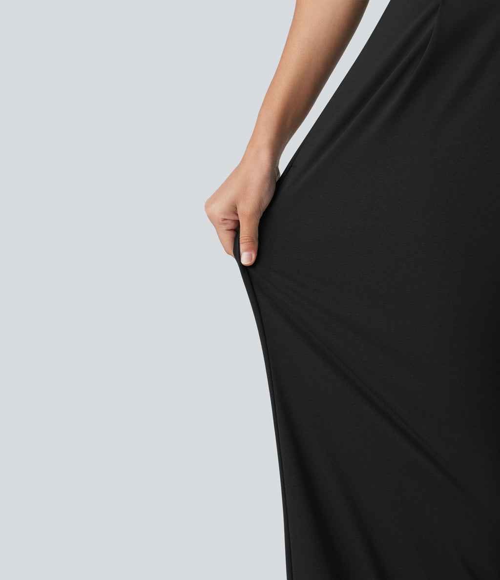 Combinaison de soirée asymétrique sans manches, ceinturée, avec soutien-gorge intégré et poches - Easy Peazy