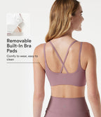Brassière de sport yoga à maintien léger, col V, brassière intégrée, à effet frais InstantCool, séchage rapide, protection solaire UPF50+