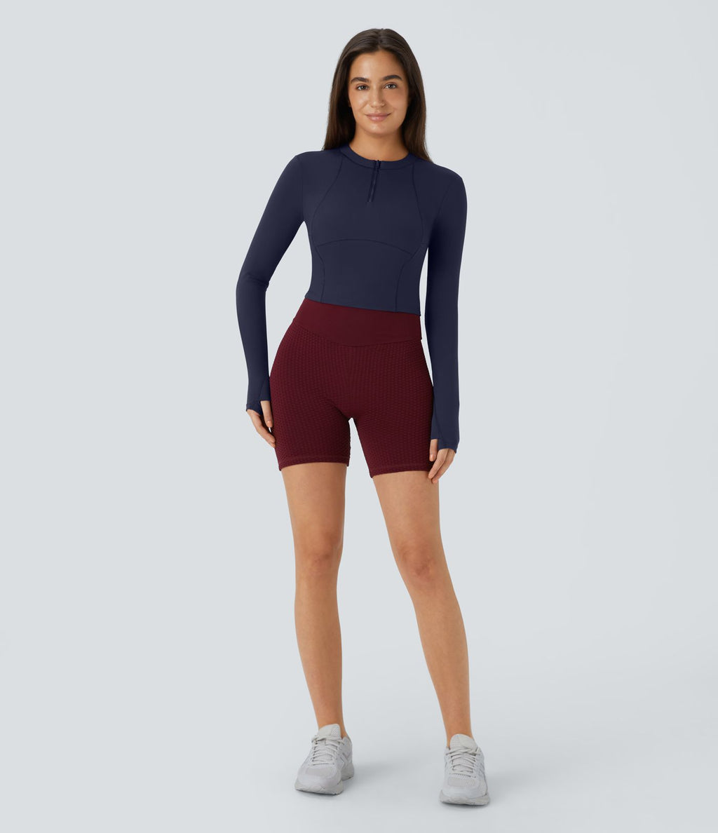Softlyzero™ Plush Top Sport de Golf Court à Manches Longues avec Trou pour Pouce et Demi-Zip
