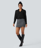 Chemise de travail en mousseline col V manches longues