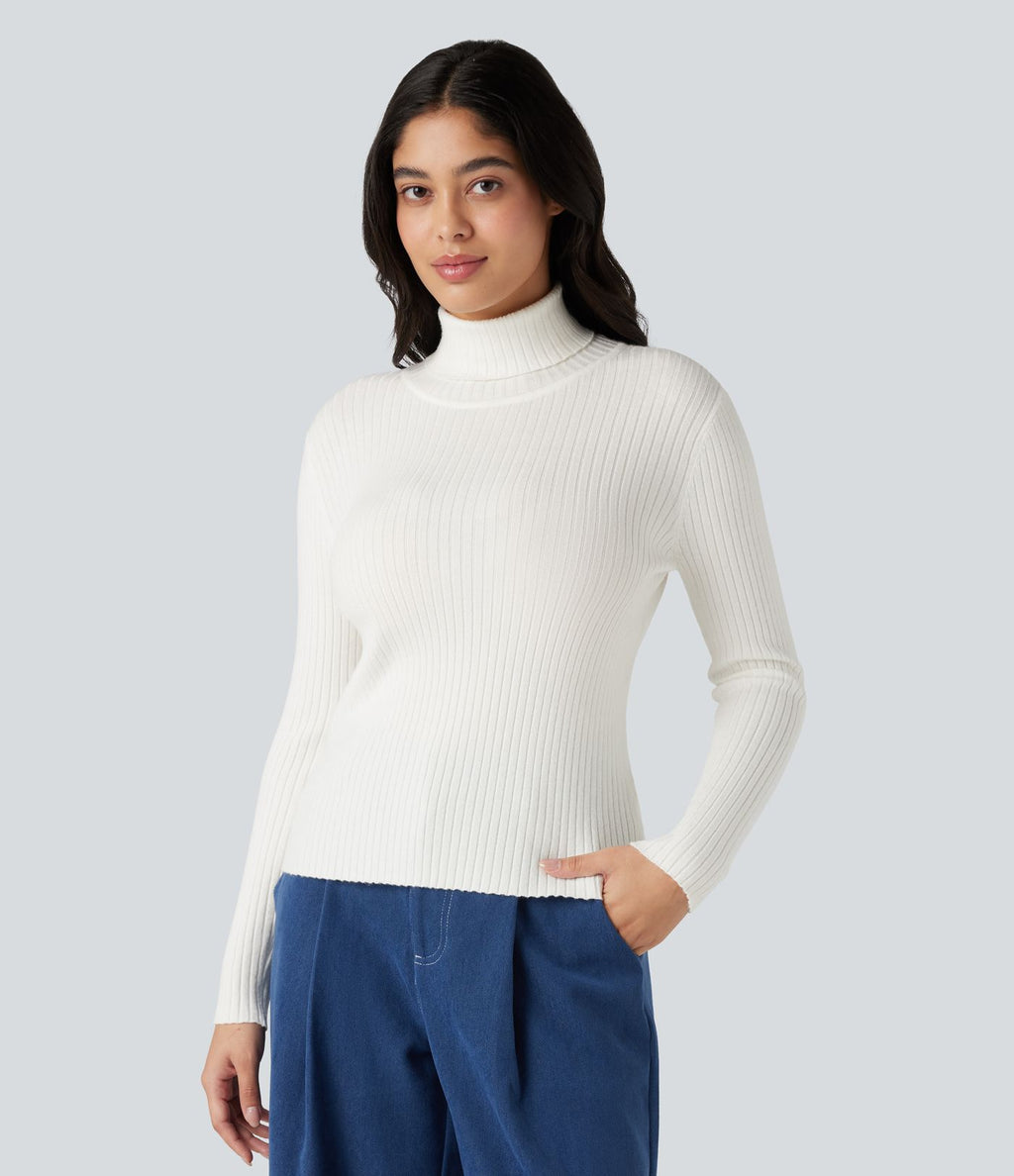 Pull tailleur col montant manches longues