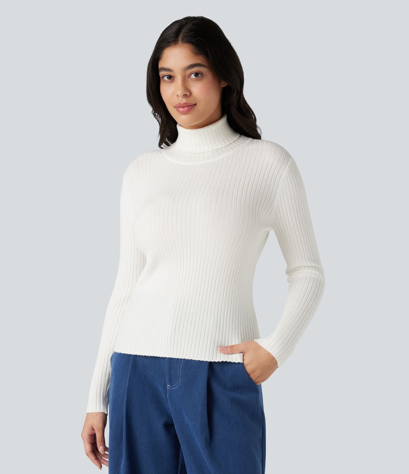 Pull tailleur col montant manches longues