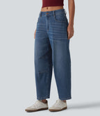 Jean Barrel 7/8 taille basse Halara Flex™ avec poches zippées
