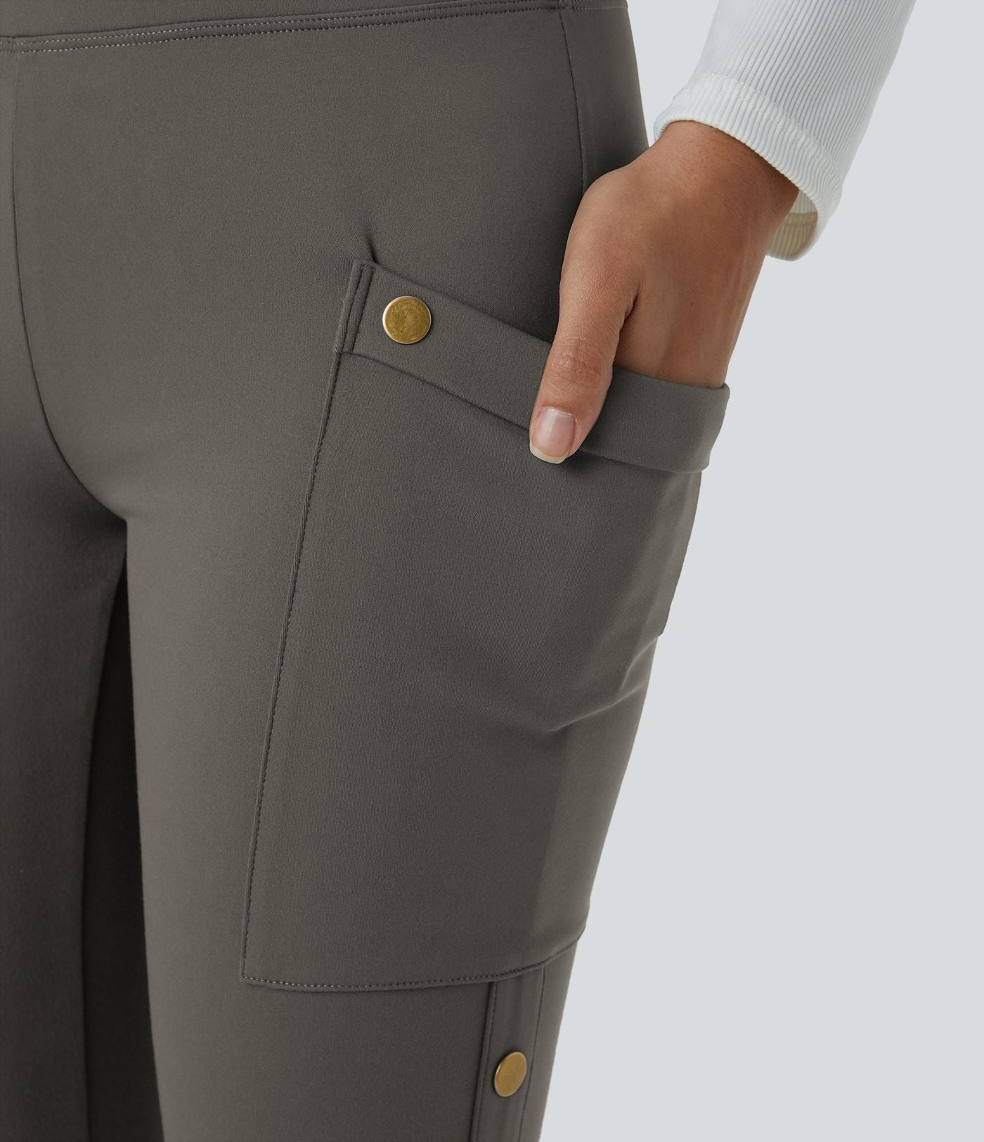 Pantalon taille haute ajusté longueur cheville avec poches décoratives DayStretch