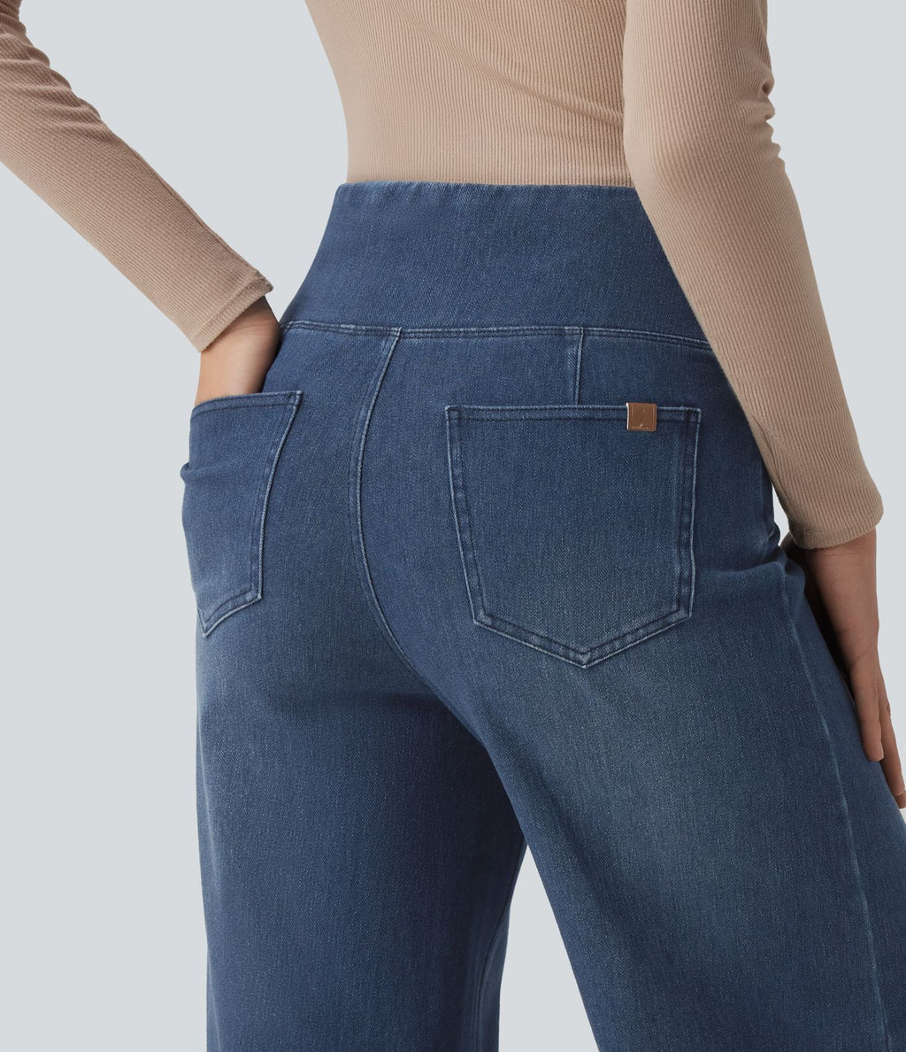 Halara Flex™ Jean large taille haute croisée ventre plat avec poches