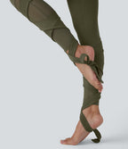 Softlyzero™ Legging Taille Haute Empiècement en Maille Contrastante Lacets Croisés Longueur 7/8