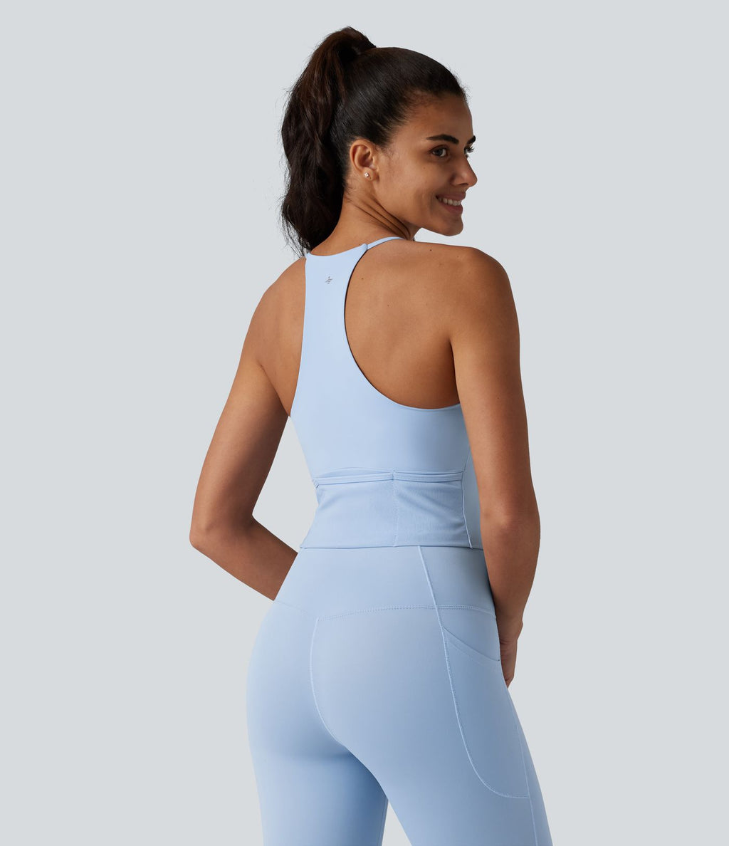Débardeur de yoga SoftlyZero™ Airy dos nageur effet frais InstantCool avec brassière intégrée, poches, protection solaire UPF50+