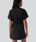 Robe chemise mini bureau à manches courtes avec poche