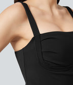 Softlyzero™ Plush Robe Sport Mini à Évasement avec Poches 2-en-1 Dos Nu - Édition Easy Peasy