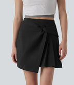Jupe courte casual 2-en-1 à plis taille haute