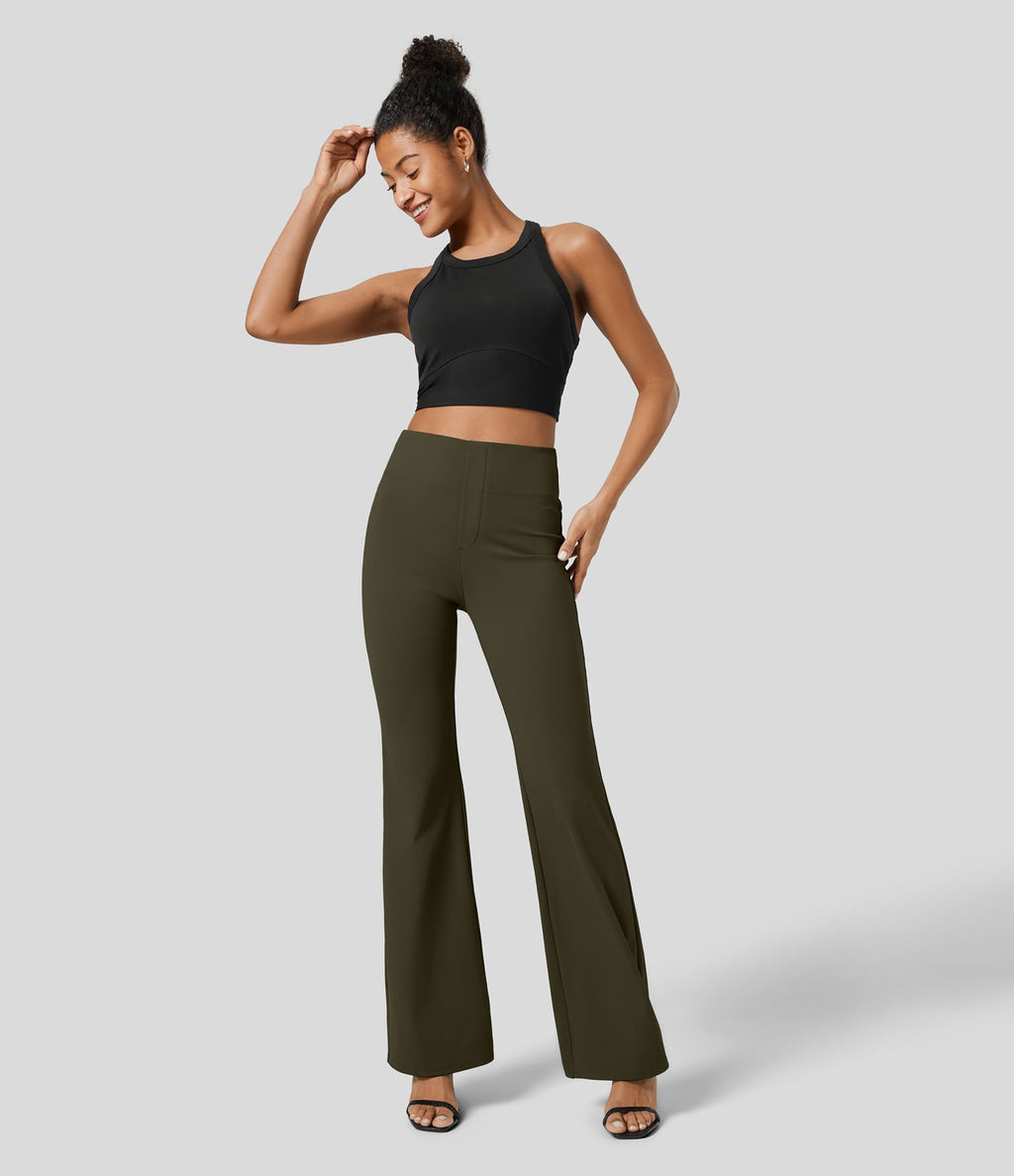 Pantalon tailleur légèrement évasé taille haute avec poches arrière Halara Flex™
