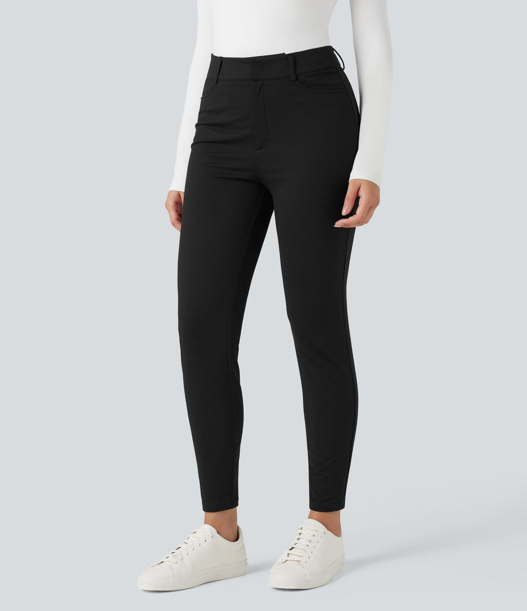 Pantalon tailleur Halara Flex™ skinny chevrons taille haute avec poches