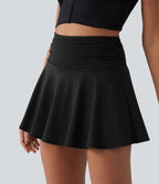Jupe mini évasée 2-en-1 de tennis taille haute à séchage rapide, avec poches – Protection UPF 40+