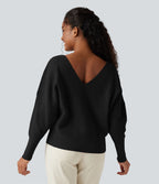 Pull cape décontracté réversible à décolleté en V et manches longues