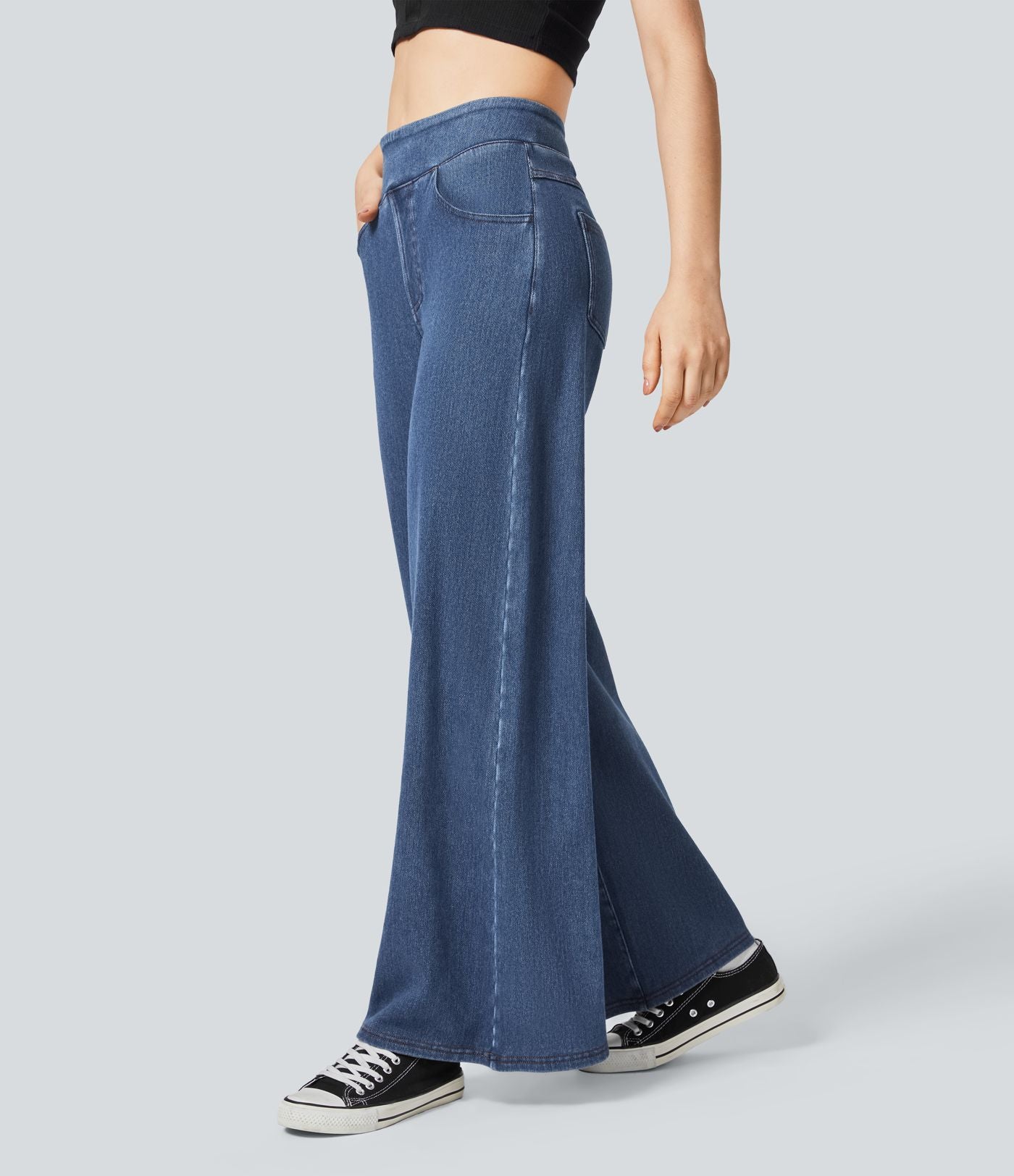 Halara Flex™ Denim Heat Jean large casual taille haute avec poches